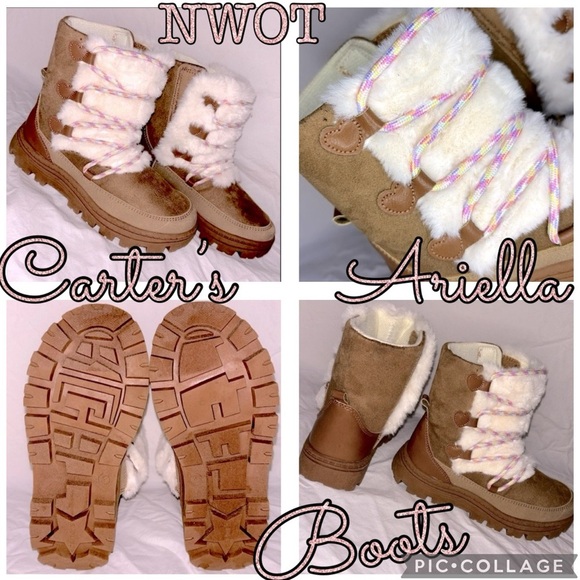 NWOT Carter’s Ariella Faux-Fur High-Traction Lug Sole Little Kids Winter Boots - Picture 4 of 16